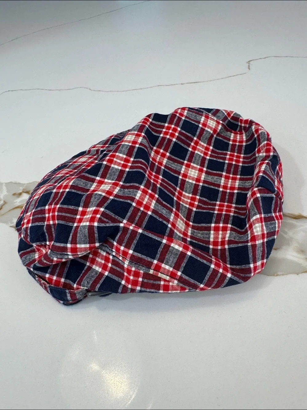 Janie and Jack Red Navy Plaid Newsboy Cap